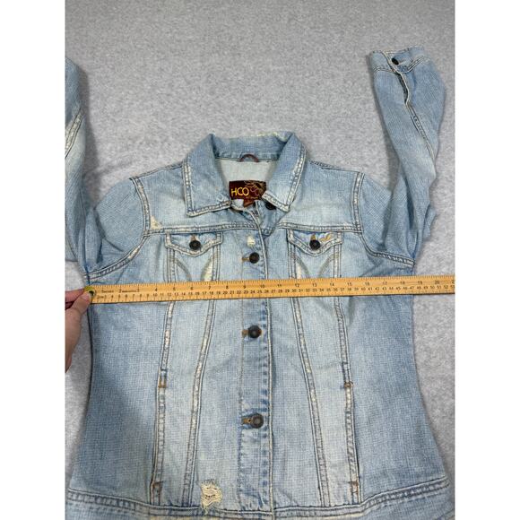 Y2K Hollister Junior Womens Size L Distressed Denim Jacket HCO Surf - Picture 6 of 10